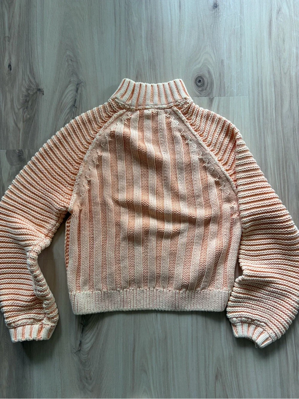 Free People Chunky Rib Knit Mock Neck Pullover Orange Sweater